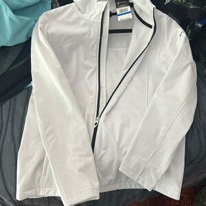 NWT SPYDER WOMENS HOODED FLEECE LINED JACKET SIZE XL WHITE SPFHM065-101